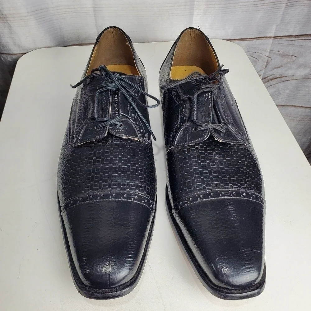 Liberty LS-898 Derby Style Black Leather Lace Up Dress Shoes Size 13